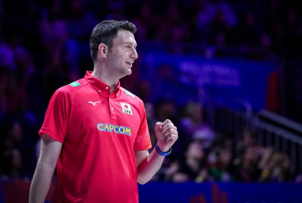 Team Japan coach Ferhat Akbas celebrates against Team Germany during their womens Volleyball Nations League (VNL) match on June 6, 2026 in Quebec City, Canada. Noxthirdxpartyxsales  aflo_333529385 MathieuxBelangerx