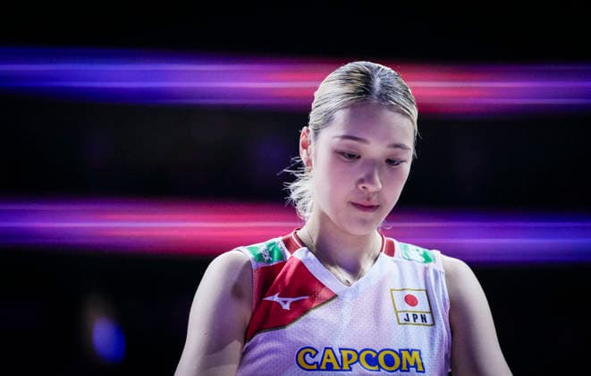 Team Japan Yoshino Sato looks on against Team Germany during their womens Volleyball Nations League (VNL) match on June 6, 2026 in Quebec City, Canada. Noxthirdxpartyxsales  aflo_333529455 MathieuxBelangerx