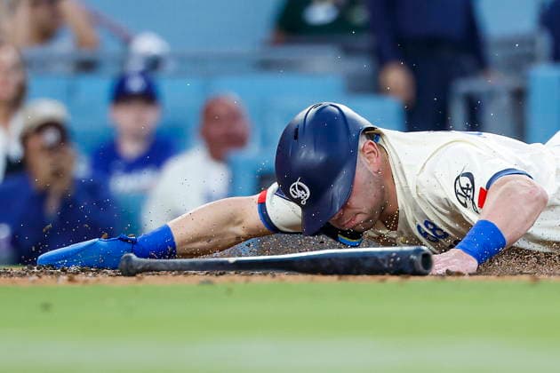 MLB, Baseball Herren, USA - Los Angeles Dodgers vs Anaheim Angels Dodgers catcher Dalton Rushing slides home during the first inning of an MLB game between the Los Angeles Dodgers and the Anaheim Angels at Uniqlo Field in Dodger Stadium in Los Angeles, California, USA, 06 June 2026. LOS ANGELES CALIFORNIA UNITED STATES  Copyright: xCHRISxTORRESx
