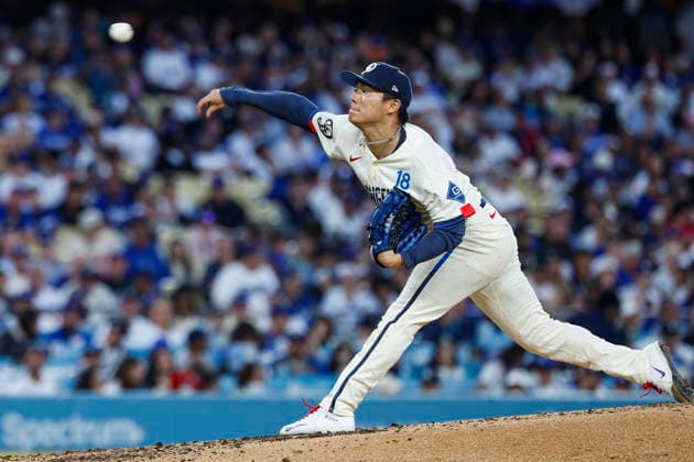 MLB, Baseball Herren, USA - Los Angeles Dodgers vs Anaheim Angels Dodgers pitcher Yoshinobu Yamamoto throws a pitch in the second inning of an MLB game between the Los Angeles Dodgers and the Anaheim Angels at Uniqlo Field in Dodger Stadium in Los Angeles, California, USA, 06 June 2026. LOS ANGELES CALIFORNIA UNITED STATES  Copyright: xCHRISxTORRESx