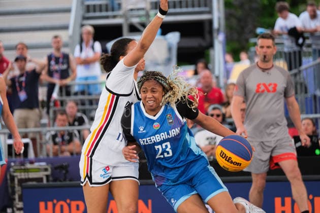 June 6, 2026, Warsaw, Masovian Voivodeship, Poland: Germany s LAURA ZOLPER (4) and Azerbaijan s ARICA CARTER (23) in action during a FIBA 3x3 Basketball World Cup women s quarter-final game between Germany and Azerbaijan in Warsaw, Poland. Warsaw Poland - ZUMAk204 20260606_zip_k204_079 Copyright: xRomanxKozielx