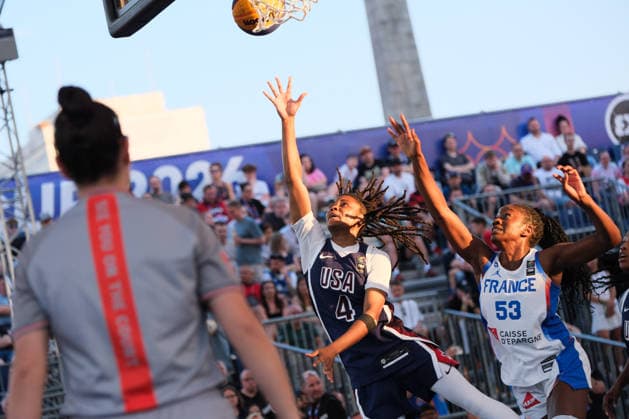 June 6, 2026, Warsaw, Masovian Voivodeship, Poland: France s MARIE MANE (53) and USA s MILAYSIA FULWILEY (4) in action during a FIBA 3x3 Basketball World Cup women s quarter-final game between France and USA in Warsaw, Poland. Basketball 2026: FIBA 3x3 World Cup Women s Quarterfinal: United States 18:16 France  - ZUMAk204 20260606_zip_k204_093 Copyright: xRomanxKozielx