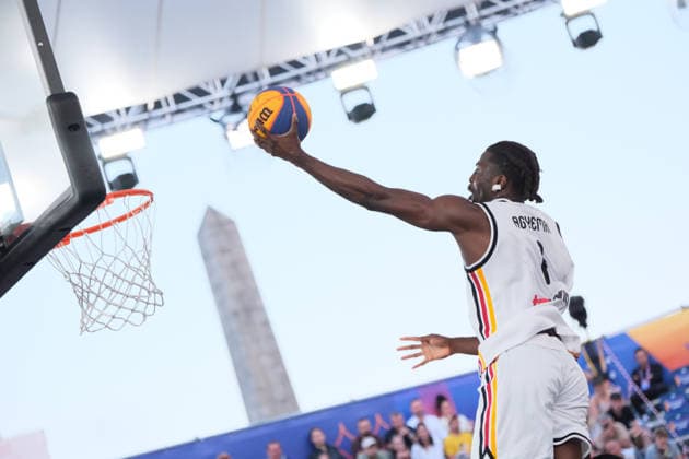 June 6, 2026, Warsaw, Masovian Voivodeship, Poland: Germany s DENZEL AGYEMAN (1) in action during a FIBA 3x3 Basketball World Cup men s quarter-final game between Germany and Austria in Warsaw, Poland. Basketball 2026: FIBA 3x3 World Cup Men s Quarterfinal: Germany 21:19 Austria  - ZUMAk204 20260606_zip_k204_113 Copyright: xRomanxKozielx