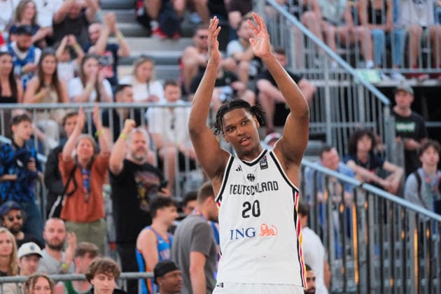 June 6, 2026, Warsaw, Masovian Voivodeship, Poland: Germany s FABIAN GIESSMANN (20) celebrates victory at the end of a FIBA 3x3 Basketball World Cup men s quarter-final game between Germany and Austria in Warsaw, Poland. Basketball 2026: FIBA 3x3 World Cup Men s Quarterfinal: Germany 21:19 Austria  - ZUMAk204 20260606_zip_k204_120 Copyright: xRomanxKozielx