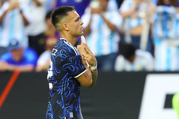 Lautaro Martínez of Argentina celebrates a goal in a friendly match ahead of the 2026 FIFA World Cup, WM, Weltmeisterschaft, Fussball between Argentina and Honduras at Kyle Field in Texas, United States, 06 June 2026. Friendly match prior to the 2026 World Cup: Argentina - Honduras !ACHTUNG: NUR REDAKTIONELLE NUTZUNG!  Copyright: xCARLOSxRAMIREZx AME9219 20260607-55020523154_1