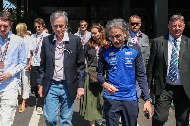 Besitzer der LVMH-Gruppe, Bernard Arnault und Teamchef Laurent Mekies (Visa Cash App RB), Qualifying, Grosser Preis von Monaco, Motorsport, Herren, Formel 1, 06.06.2026 Monte Carlo Monaco MCO