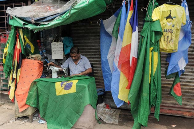 National Football Teams Production in Bangladesh An artisan manufacturing a flag of Brazil national football team for sale ahead 2026 FIFA World Cup, WM, Weltmeisterschaft, Fussball Football tournament. on June 6, 2026 in Chattogram, Bangladesh. Chattogram Chittagong Bangladesh Copyright: xMdxRafayatxHaquexKhanx