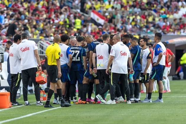 Friendly match between Brazil and Egypt Brazilian players in the International Friendly, Länderspiel, Nationalmannschaft match between Brazil and Egypt, a preparation game for the World Cup, at Huntington Bank Field in Cleveland, United States, this Saturday, June 6th. CLEVELAND OH UNITED STATES Copyright: xWilliamxVolcov BrazilxPhotoxPresx