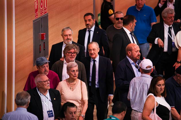 ESP: Real Madrid Presidential Elections 2026 Florentino Perez during the Real Madrid presidential elections 2026. Voters approaching to cast their vote for Florentino Perez or Enrique Riquelme as the next president of Real Madrid at the Real Madrid City Basketball Pavilion, located in Valdebebas, on June 7, 2026 in Madrid. Madrid Spain Futbol