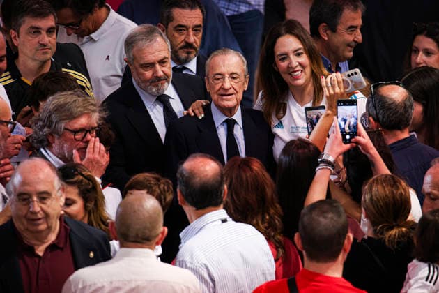 ESP: Real Madrid Presidential Elections 2026 Florentino Perez during the Real Madrid presidential elections 2026. Voters approaching to cast their vote for Florentino Perez or Enrique Riquelme as the next president of Real Madrid at the Real Madrid City Basketball Pavilion, located in Valdebebas, on June 7, 2026 in Madrid. Madrid Spain Futbol