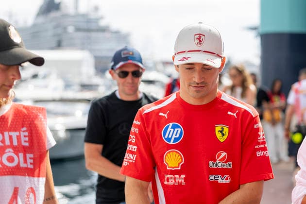 MONTE-CARLO, MONACO - JUNE 07: Charles Leclerc (16) of Monaco and Scuderia Ferrari HP walks along the marina before the F1 Monaco Grand Prix on June 7, 2026 at the Circuit de Monaco in Monte-Carlo, Monaco. (Photo by Bob Kupbens Icon Sportswire) AUTO: JUN 07 F1 Monaco Grand Prix EDITORIAL USE ONLY Icon2606070031