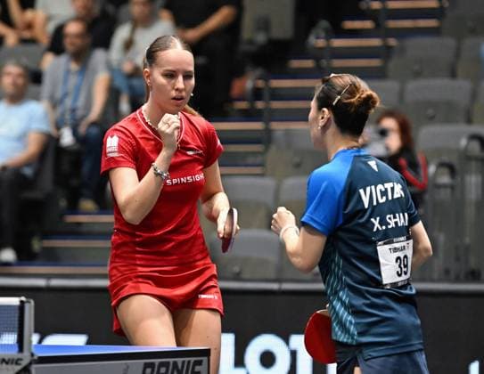 Annett Kaufmann (DJK Kolbermoor) und Xiaona Shan (ttc berlin eastside) erreichen das DM-Finale in Erfurt. Annett Kaufmann (DJK Kolbermoor) und Xiaona Shan (ttc berlin eastside) erreichen das DM-Finale im Doppel durch einen Sieg über Franziska Schreiner Sophia Klee (Langstadt) - Finaltag der Deutschen Meisterschaften der Damen und Herren am 7. Juni 2026 in der Messe Erfurt im Rahmen der 3. Deutschen Tischtennis-Finals in Erfurt. Erfurt Messe Erfurt Thüringen Deutschland