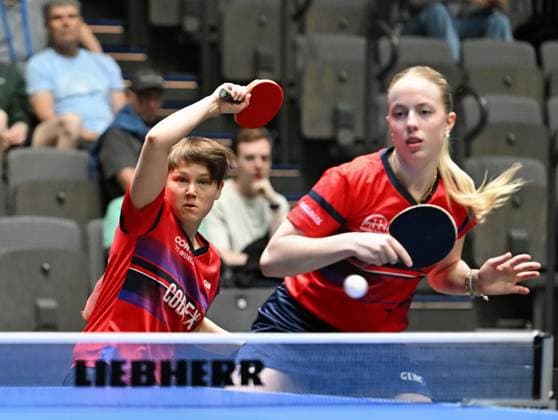 Nina Mittelham (ttc berlin eastside) und Josephina Neumann (ttc berlin eastside, TV Okarben) sind im DM-Halbfinale ausgeschieden und gewinnen Bronze Nina Mittelham (ttc berlin eastside) und Josephina Neumann (ttc berlin eastside, TV Okarben) sind im DM-Halbfinale ausgeschieden und gewinnen Bronze - Finaltag der Deutschen Meisterschaften der Damen und Herren am 7. Juni 2026 in der Messe Erfurt im Rahmen der 3. Deutschen Tischtennis-Finals in Erfurt. Erfurt Messe Erfurt Thüringen Deutschland