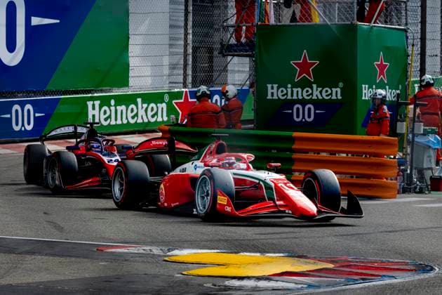 MONACO - Formula 2 driver Sebastian Montoya of Prema Powerteam, Formula 2 driver Laurens van Hoepen of Trident during the Formula 2 Monaco Grand Prix on the Monaco Street Circuit on June 6, 2026 in Monaco, Monaco. (Photo by DeFodi Images) -