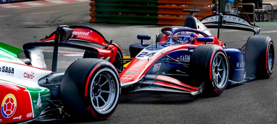 MONACO - Formula 2 driver Sebastian Montoya of Prema Powerteam, Formula 2 driver Laurens van Hoepen of Trident during the Formula 2 Monaco Grand Prix on the Monaco Street Circuit on June 6, 2026 in Monaco, Monaco. (Photo by DeFodi Images) -