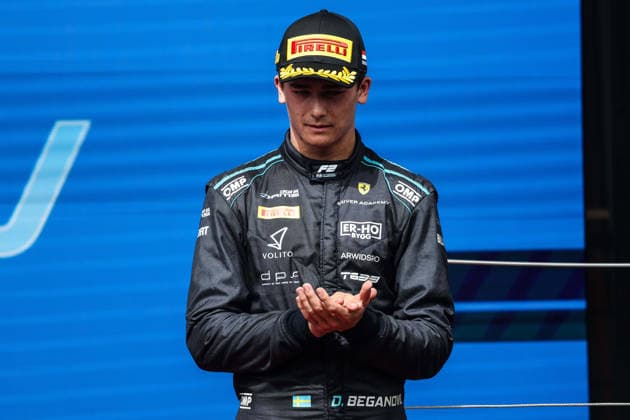 AUTO - FORMULA 2 2026 - MONACO BEGANOVIC Dino (swe), DAMS Lucas Oil, Dallara F2 2024, portrait podium during the 4th round of the 2026 FIA Formula 2 Championship from June 5 to 7, 2026 on the Circuit de Monaco, in Monte-Carlo, Monaco - Monte-CarloMonaco  Copyright: xEricxAlonsox