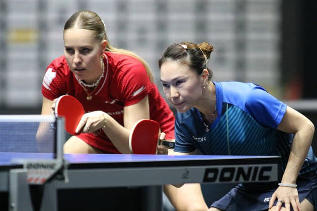 Sieger Halbfinale Annett Kaufmann mit Doppelpartnerin Xiaona Shan. GER Erfurt TT Finals 2026 Deutsche Meisterschaft, Tischtennis Messehalle Erfurt 07.06.2026. GER Erfurt TT Finals 2026 Deutsche Meisterschaft, Tischtennis Messehalle Erfurt 07.06.2026 Thueringen Deutsche Meiterschaft 06.06.2026 Erfurt
