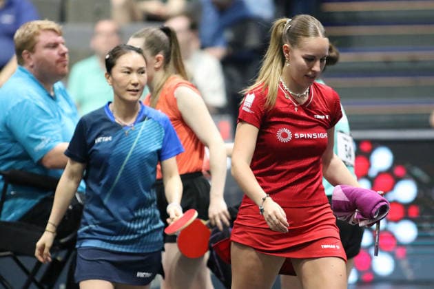 Sieger Halbfinale Annett Kaufmann mit Doppelpartnerin Xiaona Shan. GER Erfurt TT Finals 2026 Deutsche Meisterschaft, Tischtennis Messehalle Erfurt 07.06.2026. GER Erfurt TT Finals 2026 Deutsche Meisterschaft, Tischtennis Messehalle Erfurt 07.06.2026 Thueringen Deutsche Meiterschaft 06.06.2026 Erfurt
