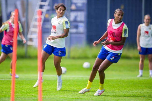 260607 Evelina Duljan and Cassandra Bogere of Sweden during a training session with the womenÂ s under 23 national team, Nationalteam on June 7, 2026 in Kalmar. Photo: Suvad Mrkonjic BILDBYRAN COP 170 SM0469 fotboll football soccer fotball u23 under 23 träning practice training sverige sweden dam bbeng sverige sweden