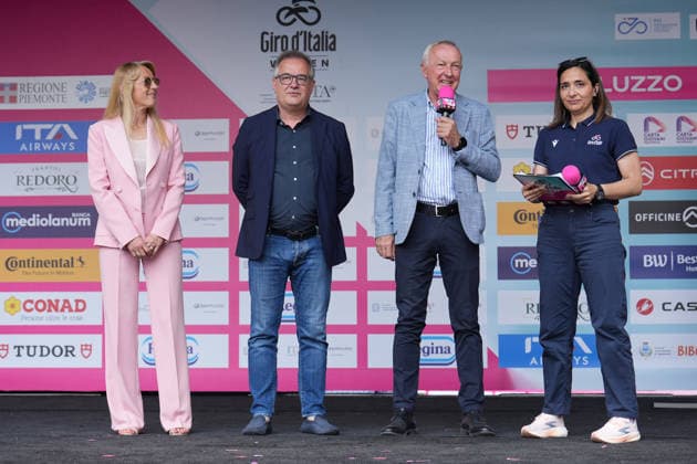 Mayor of Saluzzo Franco Demaria, during Stage 9 of the Giro d™Italia Women, from Saluzzo to Saluzzo, Italy, Sunday, June 7, 2026.  Copyright: xDavidexSpada Lapressex