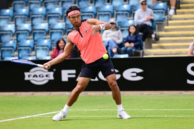 Tennis Lexus Birmingham Open WTA125 ATP, Tennis Herren Challenger Yunchaokete Bu of China returns during the Lexus Birmingham Open WTA125 ATP Challenger tennis at Edgbaston Priory Club, Birmingham, UK on 7 June 2026. Birmingham Edgbaston Priory Club West Midlands UK Editorial use only , Copyright: xDennisxGoodwinx PSI-24321-0014