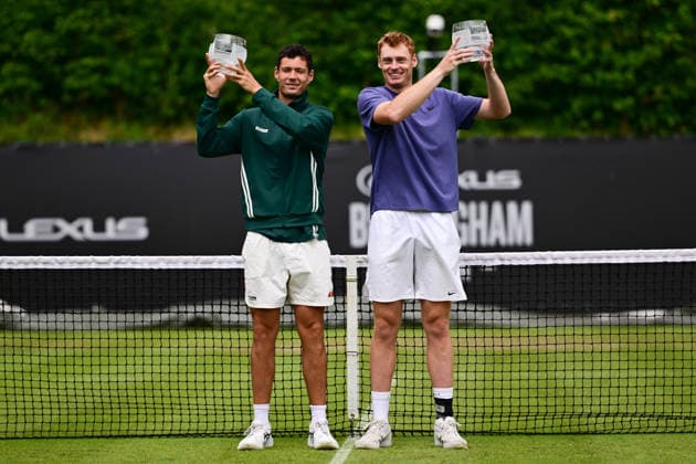 Tennis Lexus Birmingham Open WTA125 ATP, Tennis Herren Challenger Ben Jones of Great Britain and partner Joshua Paris of Great Britain win the mens doubles final during the Lexus Birmingham Open WTA125 ATP Challenger tennis at Edgbaston Priory Club, Birmingham, UK on 7 June 2026. Birmingham Edgbaston Priory Club West Midlands UK Editorial use only , Copyright: xDennisxGoodwinx PSI-24321-0029