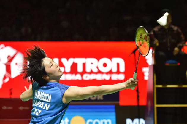 (260607) -- JAKARTA, June 7, 2026 -- Yamaguchi Akane of Japan hits a return during the women s singles final match against An Se Young of South Korea at the Indonesia Open 2026 badminton tournament in Jakarta, Indonesia, June 7, 2026. ) (SP)INDONESIA-JAKARTA-BADMINTON-INDONESIA OPEN-WOMEN S SINGLES-FINAL VerixSanovri 