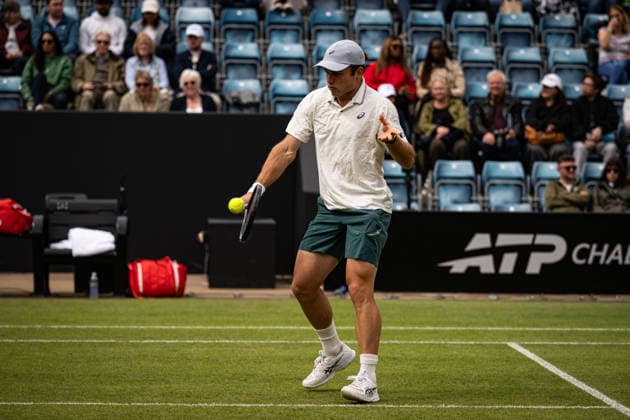 RECORD DATE NOT STATED 6th June 2026; The Edgbaston Priory Club, Birmingham, Midlands, England; 2026 Lexus Birmingham Open Tennis, Day Eight; Arthur Fery (GBR) plays a volley in his semi final match against Yunchaokete Bu (CHN) GodfreyxPitt
