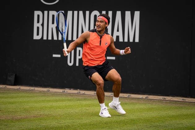RECORD DATE NOT STATED 6th June 2026; The Edgbaston Priory Club, Birmingham, Midlands, England; 2026 Lexus Birmingham Open Tennis, Day Eight; Yunchaokete Bu (CHN) plays a backhand in his semi final match against Arthur Fery (GBR) GodfreyxPitt