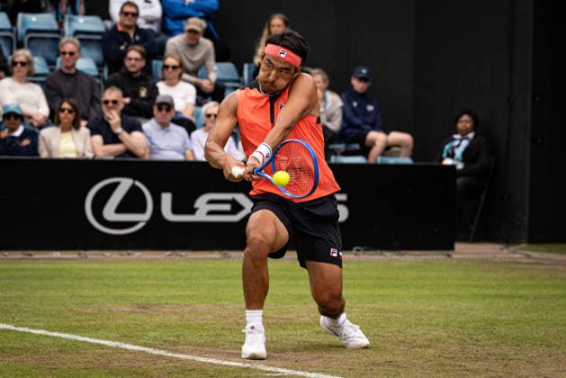 RECORD DATE NOT STATED 6th June 2026; The Edgbaston Priory Club, Birmingham, Midlands, England; 2026 Lexus Birmingham Open Tennis, Day Eight; Yunchaokete Bu (CHN) plays a backhand in his semi final match against Arthur Fery (GBR) GodfreyxPitt