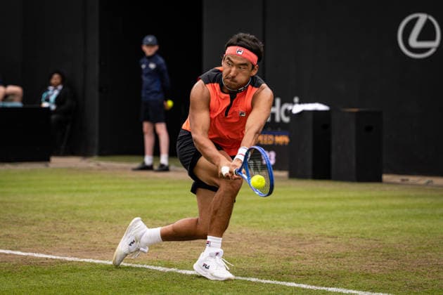 RECORD DATE NOT STATED 6th June 2026; The Edgbaston Priory Club, Birmingham, Midlands, England; 2026 Lexus Birmingham Open Tennis, Day Eight; Yunchaokete Bu (CHN) plays a backhand in his semi final match against Arthur Fery (GBR) GodfreyxPitt