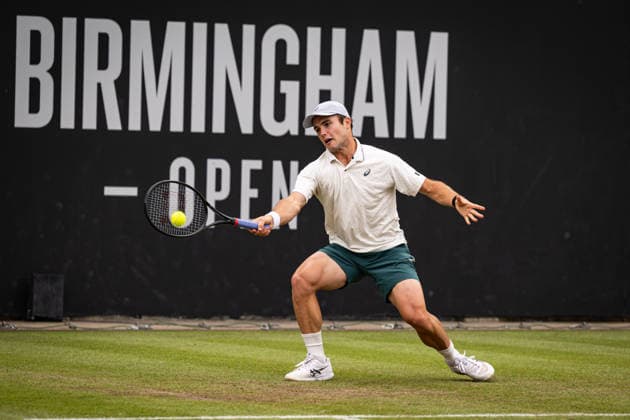 RECORD DATE NOT STATED 6th June 2026; The Edgbaston Priory Club, Birmingham, Midlands, England; 2026 Lexus Birmingham Open Tennis, Day Eight; Arthur Fery (GBR) plays a forehand in his semi final match against Yunchaokete Bu (CHN) GodfreyxPitt