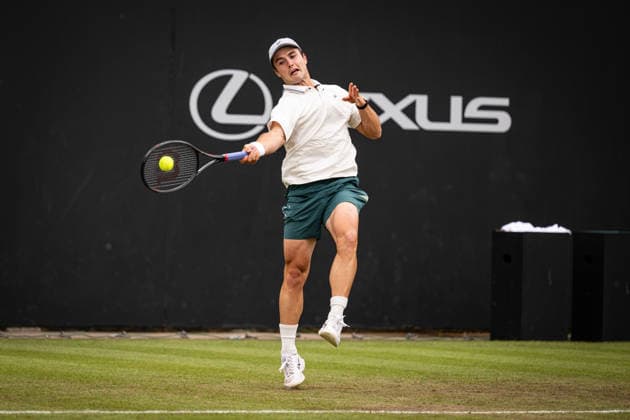 RECORD DATE NOT STATED 6th June 2026; The Edgbaston Priory Club, Birmingham, Midlands, England; 2026 Lexus Birmingham Open Tennis, Day Eight; Arthur Fery (GBR) plays a forehand in his semi final match against Yunchaokete Bu (CHN) GodfreyxPitt