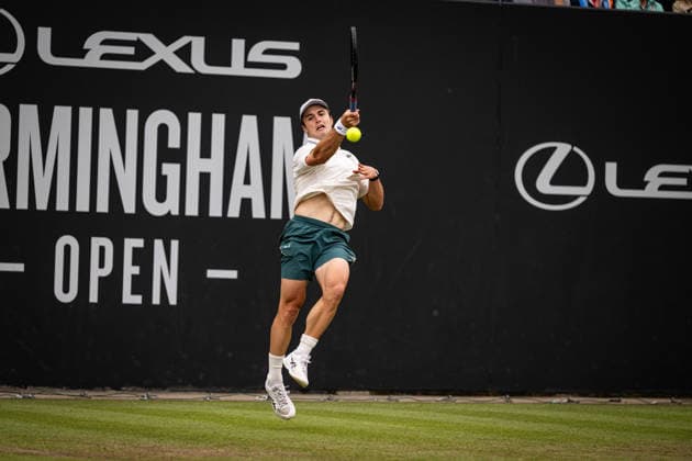 RECORD DATE NOT STATED 6th June 2026; The Edgbaston Priory Club, Birmingham, Midlands, England; 2026 Lexus Birmingham Open Tennis, Day Eight; Arthur Fery (GBR) plays a forehand in his semi final match against Yunchaokete Bu (CHN) GodfreyxPitt