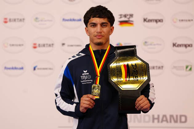 RINGEN - Deutsche Meisterschaften 2026 Amin Aliyev gewinnt die Goldmedaille in der griechisch-römischen Gewichtsklasse bis 55 kg bei den Deutschen Meisterschaften 2026 in Elsenfeld.