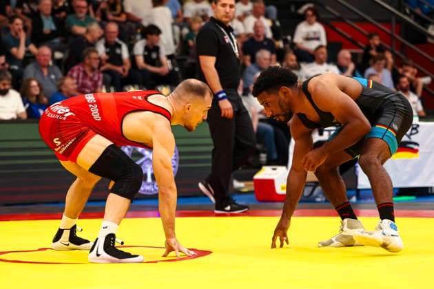 RINGEN - Deutsche Meisterschaften 2026 65kg Freistil: Andre Clarke (ASV Mainz 88) gegen Kevin Henkel (SV Freiburg-Haslach)