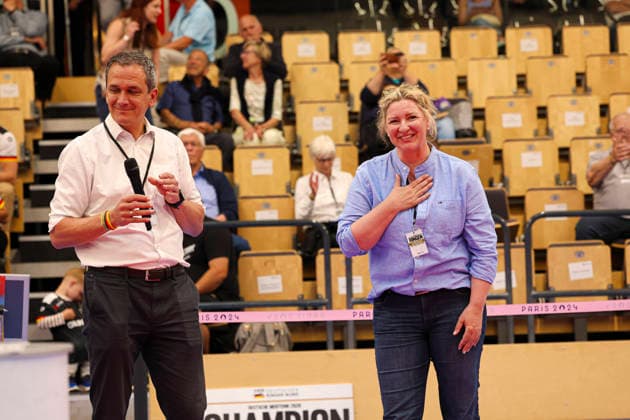 RINGEN - Deutsche Meisterschaften 2026 DRB President Jens Nettekoven und Ulrike Susanne Weinz Stiftungsvorständin CCF Children Cancer Foundation