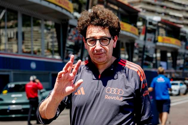 MONACO - Audi Formula 1 Racing Team Principal Mattia Binotto during the Formula 1 Monaco Grand Prix on the Monaco Street Circuit on June 6, 2026 in Monaco, Monaco. (Photo by DeFodi Images) -
