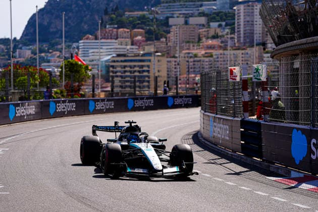 Formula 1 Grand Prix de Monaco 2026 - Round 8 - Circuit de Monaco (63) George Russell (GBR) - Mercedes-AMG PETRONAS F1 Team - Mercedes W17 - Mercedes E Performance during the Saturday of Formula 1 Grand Prix de Monaco 2026 at Circuit de Monaco in Monte Carlo, Monaco. Round 8 of the 2026 FIA Formula One World Championship, WM, Weltmeisterschaft held June 5-7, 2026. The iconic Circuit de Monaco, the jewel of the Formula 1 calendar, winds through the narrow streets of Monte Carlo in the Principality of Monaco. Photo by Alessio De Marco ABACAPRESS.COM Monte Carlo Monaco Monaco  Copyright: xDexMarcoxAlessio ABACAx