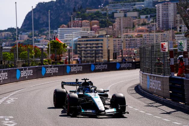 Formula 1 Grand Prix de Monaco 2026 - Round 8 - Circuit de Monaco (63) George Russell (GBR) - Mercedes-AMG PETRONAS F1 Team - Mercedes W17 - Mercedes E Performance during the Saturday of Formula 1 Grand Prix de Monaco 2026 at Circuit de Monaco in Monte Carlo, Monaco. Round 8 of the 2026 FIA Formula One World Championship, WM, Weltmeisterschaft held June 5-7, 2026. The iconic Circuit de Monaco, the jewel of the Formula 1 calendar, winds through the narrow streets of Monte Carlo in the Principality of Monaco. Photo by Alessio De Marco ABACAPRESS.COM Monte Carlo Monaco Monaco  Copyright: xDexMarcoxAlessio ABACAx