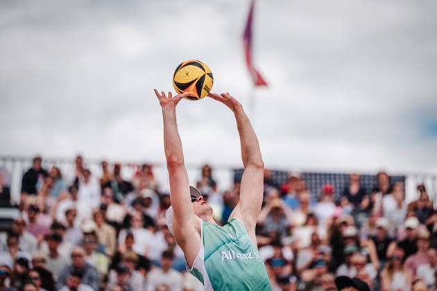 Beachvolleyball Männer Allianz German Beach Tour 2026 Tourstop Berlin 07.06.2026 Zuspiel von Philipp Huster Berlin Funkhaus Beach Berlin Deutschland