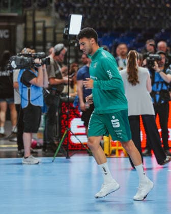 Ahmed Khairi (SC DHfK Leipzig, 17) pre game picture SC DHfK Leipzig - TSV GWD Minden. Bundesliga, Herren Handball, 25 26, GER, Leipzig, Quarterback Immobilien Arena, Round 34 Leipzig Quarterback Immobilien Arena Sachsen GER Copyright: xBillmanxDubex