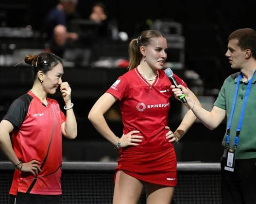 Annet Kaufmann (SV DJK Kolbermoor) und Xiaona Shan (ttc berlin eastside) sind die neuen Deutschen Meisterinnen im Damen-Doppel. Annet Kaufmann (SV DJK Kolbermoor) und Xiaona Shan (ttc berlin eastside) sind die neuen Deutschen Meisterinnen im Damen-Doppel. Sie bezwingen im Finale Sabine Winter Yuan Wan (Dachau Weinheim) - Finaltag der Deutschen Meisterschaften der Damen und Herren am 7. Juni 2026 in der Messe Erfurt im Rahmen der 3. Deutschen Tischtennis-Finals in Erfurt. Erfurt Messe Erfurt Thüringen Deutschland