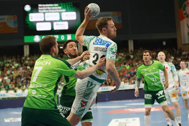 07.06.2026, xovx, Handball Daikin Handball-Bundesliga, HSG Wetzlar - SC Magedeburg v.l. Dominik Mappes (HSG Wetzlar), Ahmet Nafea (HSG Wetzlar), Albin Lagergren (SC Magdeburg), Jona Schoch (HSG Wetzlar), Magnus Saugstrup (SC Magdeburg) Wetzlar Buderus Arena Hessen Deutschland (DE)