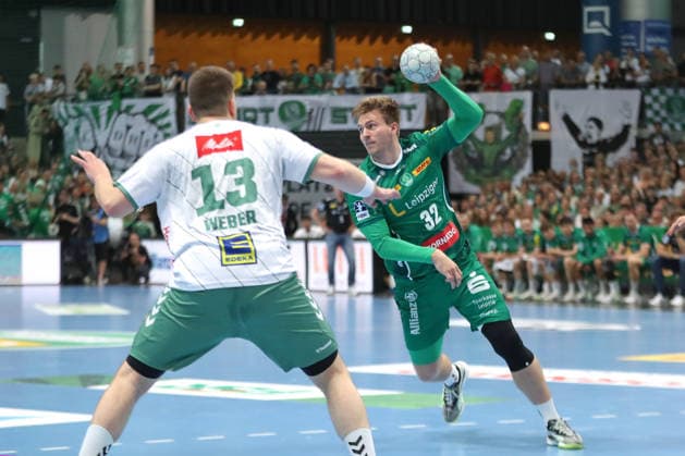 Handball DAIKIN HBL, SC DHfK Leipzig - GWD Minden; 07.06.2026 Franz Semper (32, SC DHfK Leipzig). Handball, DAIKIN HBL, 1. Bundesliga, Saison 2025 2026, 34. Spieltag: SC DHfK Leipzig vs. GWD Minden am 07.06.2026 in der Quarterback Immobilien Arena Leipzig.