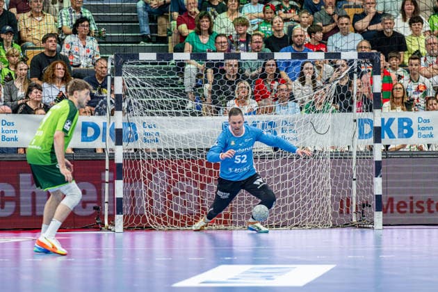 Handball Bundesliga; HSG Wetzlar - SC Magdeburg, 07.06.26 Andreas Palicka (HSG Wetzlar, 52), Niklas Theiß (HSG Wetzlar, 9) Handball Bundesliga; HSG Wetzlar - SC Magdeburg: Wetzlar, 07.06.26