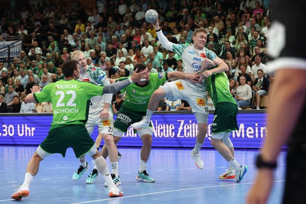 07.06.2026, xovx, Handball Daikin Handball-Bundesliga, HSG Wetzlar - SC Magedeburg v.l. Jona Schoch (HSG Wetzlar), Magnus Saugstrup (SC Magdeburg), Josip Simic (HSG Wetzlar), Gisli Thorgeir Kristjansson (SC Magdeburg), Niklas Theiß (HSG Wetzlar) Wetzlar Buderus Arena Hessen Deutschland (DE)