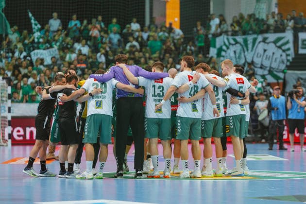 TSV GWD Minden team hurdle SC DHfK Leipzig - TSV GWD Minden. Bundesliga, Herren Handball, 25 26, GER, Leipzig, Quarterback Immobilien Arena, Round 34 Leipzig Quarterback Immobilien Arena Sachsen GER Copyright: xBillmanxDubex