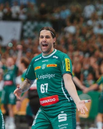 Tomáö Mrkva (SC DHfK Leipzig, 16) celebration SC DHfK Leipzig - TSV GWD Minden. Bundesliga, Herren Handball, 25 26, GER, Leipzig, Quarterback Immobilien Arena, Round 34 Leipzig Quarterback Immobilien Arena Sachsen GER Copyright: xBillmanxDubex