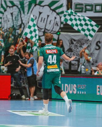 Blr Hinriksson (SC DHfK Leipzig, 44) goal celebration SC DHfK Leipzig - TSV GWD Minden. Bundesliga, Herren Handball, 25 26, GER, Leipzig, Quarterback Immobilien Arena, Round 34 Leipzig Quarterback Immobilien Arena Sachsen GER Copyright: xBillmanxDubex